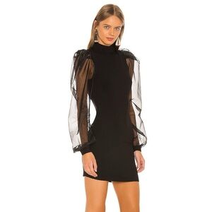 NBD Revolve BAO Black‎ Dress with Open Back and Sheer Sleeves